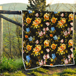 Vintage Floral Flower Pattern Print Quilt
