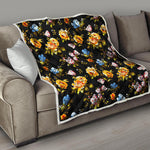 Vintage Floral Flower Pattern Print Quilt
