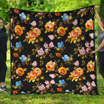 Vintage Floral Flower Pattern Print Quilt