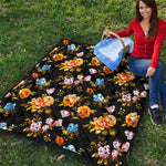 Vintage Floral Flower Pattern Print Quilt
