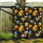 Vintage Floral Flower Pattern Print Quilt