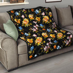 Vintage Floral Flower Pattern Print Quilt