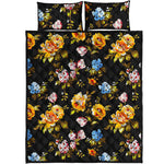 Vintage Floral Flower Pattern Print Quilt Bed Set