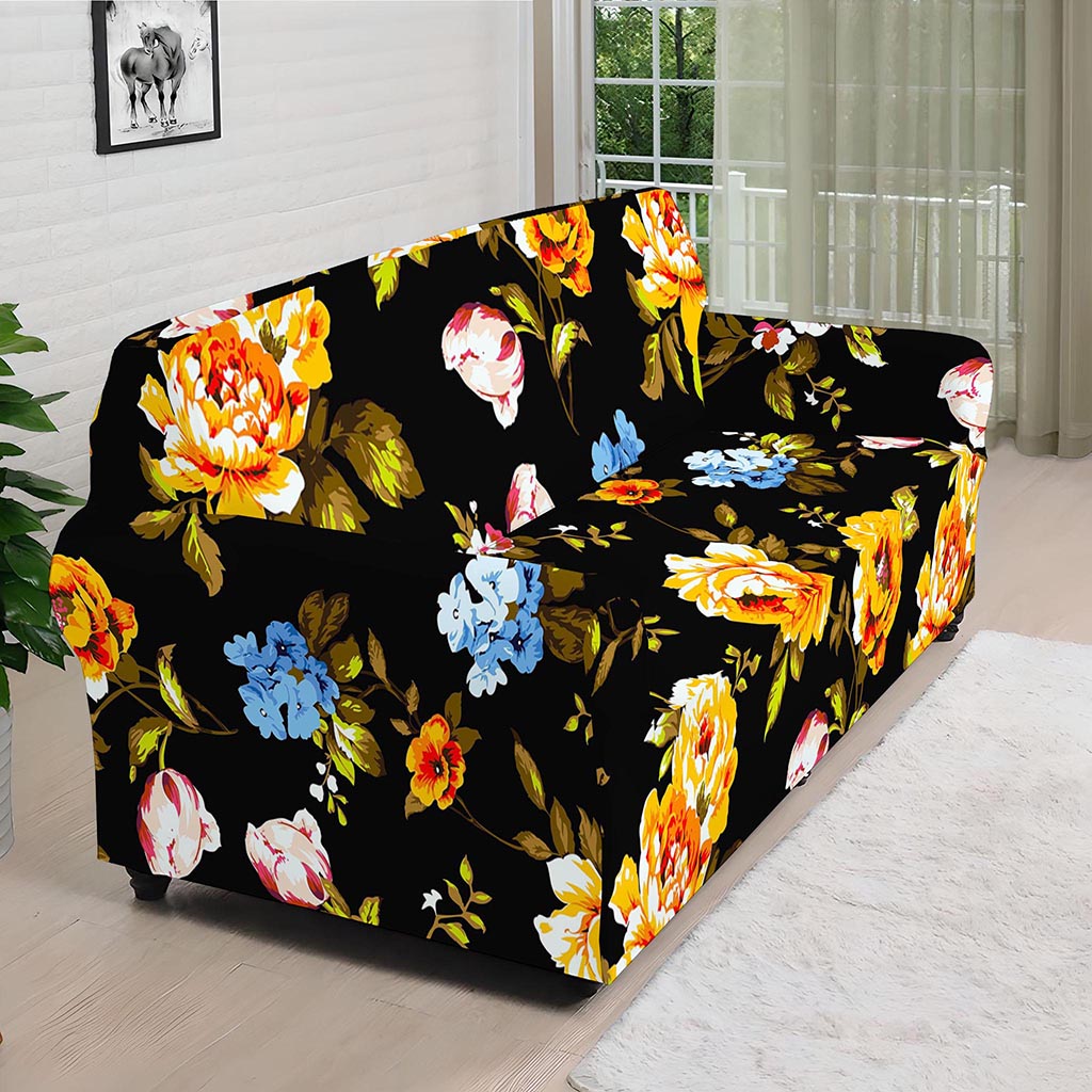 Vintage Floral Flower Pattern Print Sofa Cover