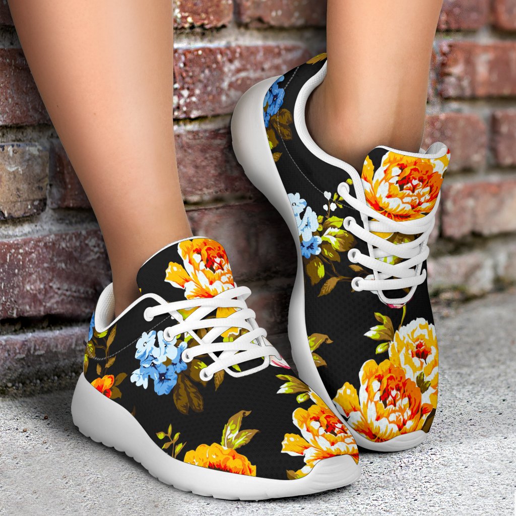 Vintage Floral Flower Pattern Print Sport Shoes GearFrost