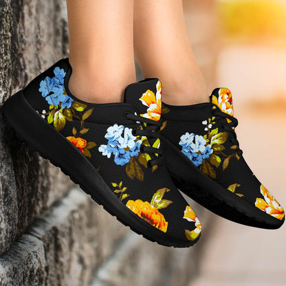 Vintage Floral Flower Pattern Print Sport Shoes GearFrost