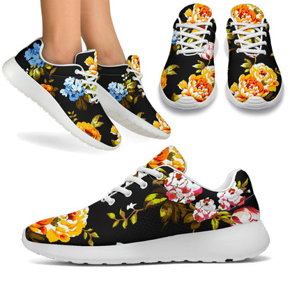 Vintage Floral Flower Pattern Print Sport Shoes GearFrost