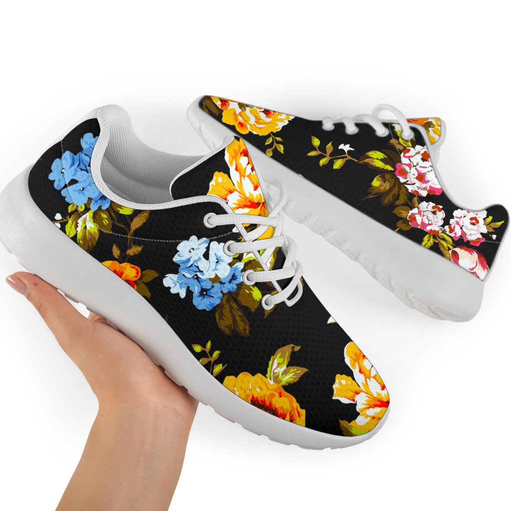 Vintage Floral Flower Pattern Print Sport Shoes GearFrost