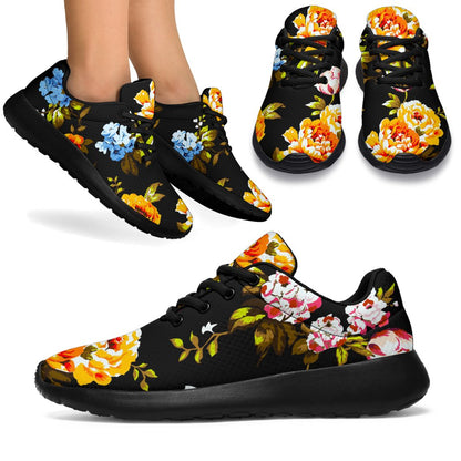 Vintage Floral Flower Pattern Print Sport Shoes GearFrost