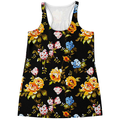 Vintage Floral Flower Pattern Print Women's Racerback Tank Top