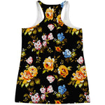 Vintage Floral Flower Pattern Print Women's Racerback Tank Top