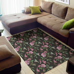 Vintage Floral Hummingbird Print Area Rug