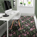 Vintage Floral Hummingbird Print Area Rug