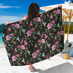 Vintage Floral Hummingbird Print Beach Sarong Wrap