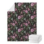 Vintage Floral Hummingbird Print Blanket