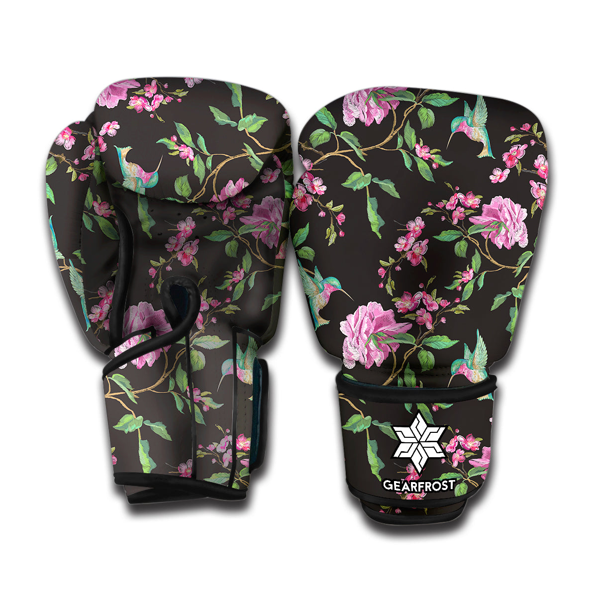 Vintage Floral Hummingbird Print Boxing Gloves