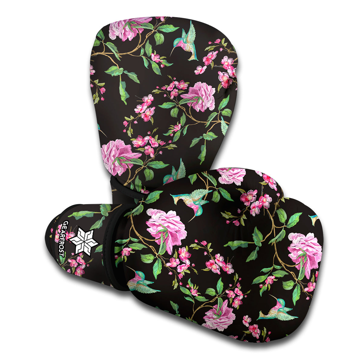 Vintage Floral Hummingbird Print Boxing Gloves
