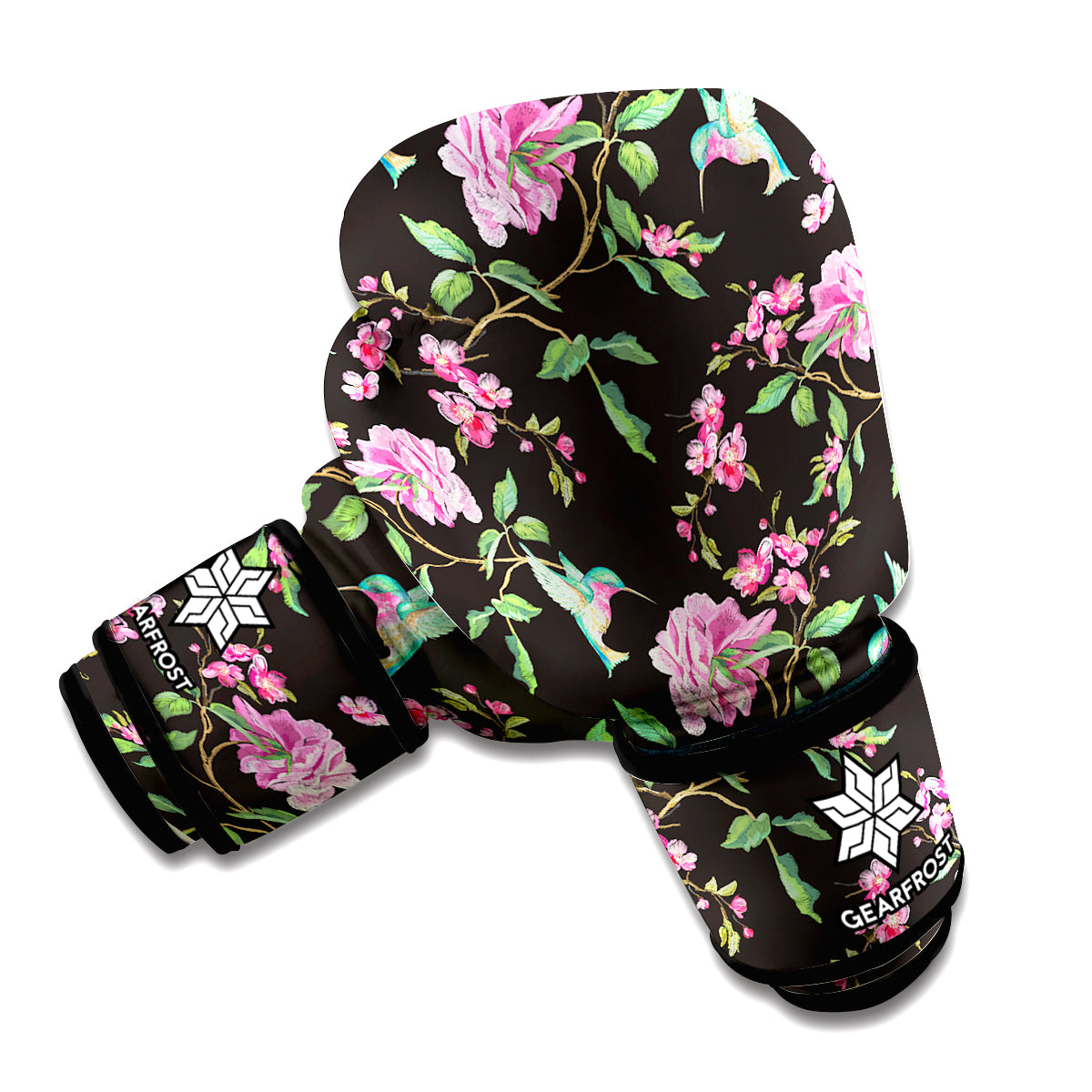Vintage Floral Hummingbird Print Boxing Gloves