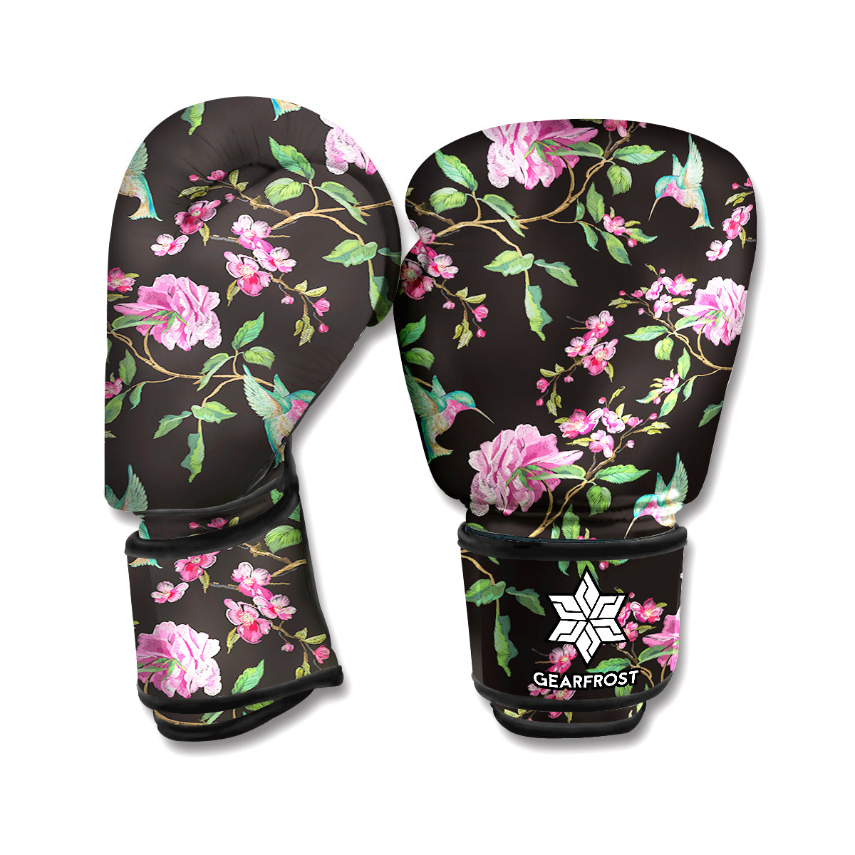 Vintage Floral Hummingbird Print Boxing Gloves