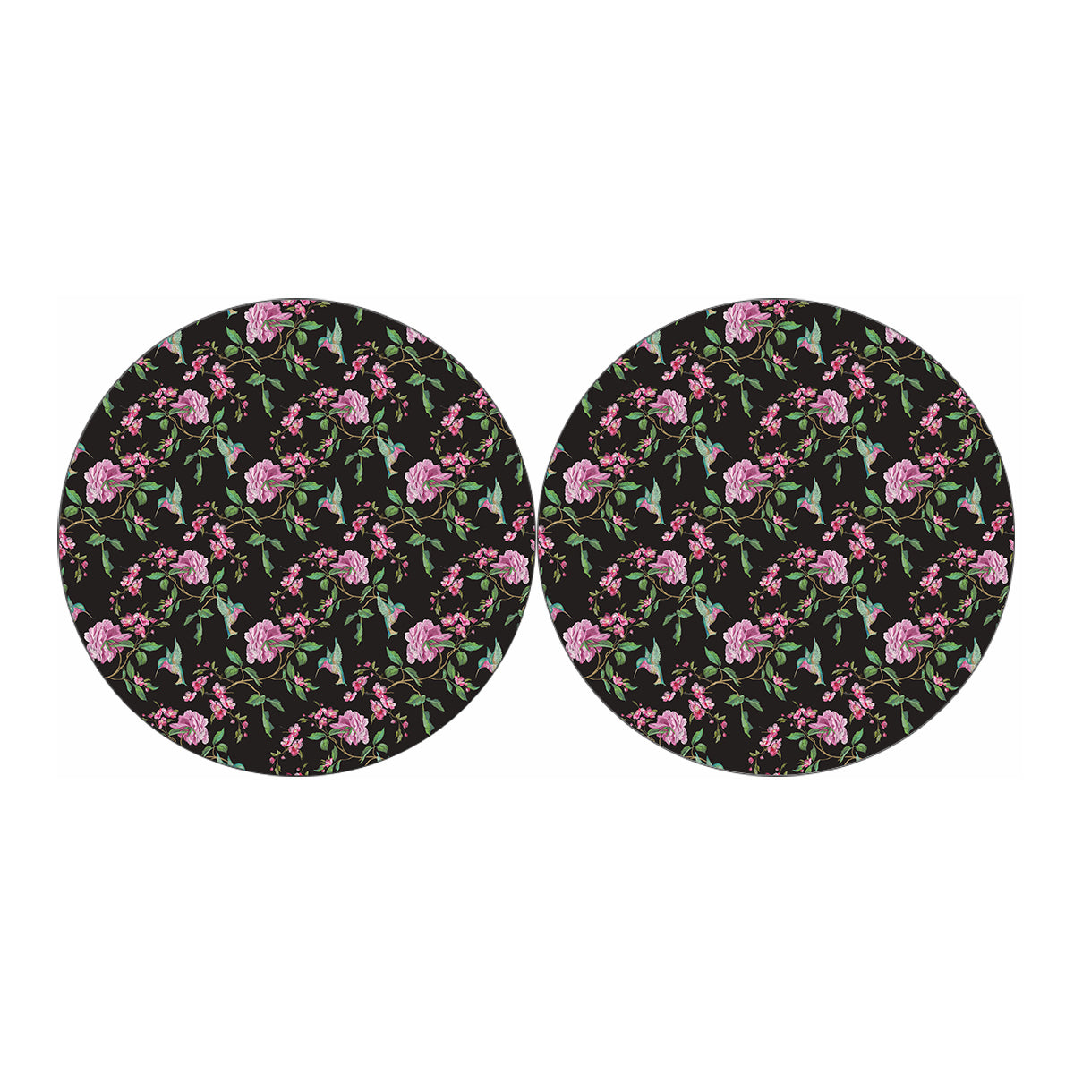 Vintage Floral Hummingbird Print Car Coasters