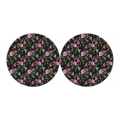 Vintage Floral Hummingbird Print Car Coasters