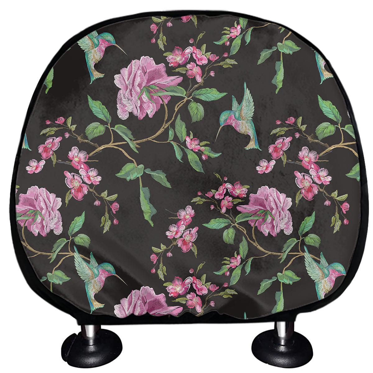 Vintage Floral Hummingbird Print Car Headrest Covers
