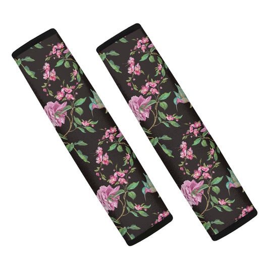 Vintage Floral Hummingbird Print Car Seat Belt Covers