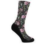 Vintage Floral Hummingbird Print Crew Socks