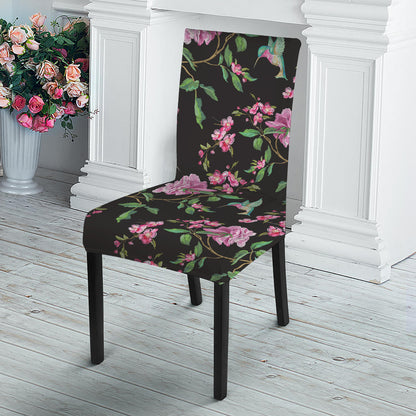 Vintage Floral Hummingbird Print Dining Chair Slipcover
