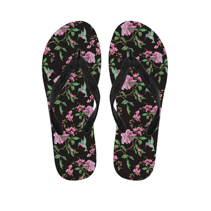 Vintage Floral Hummingbird Print Flip Flops