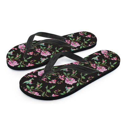 Vintage Floral Hummingbird Print Flip Flops