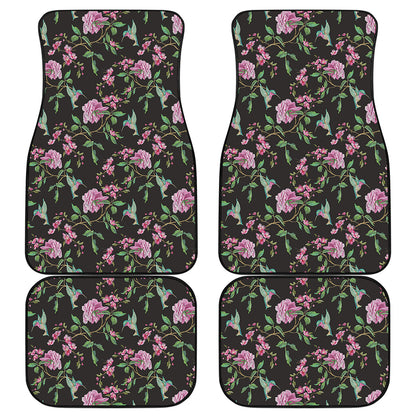 Vintage Floral Hummingbird Print Front and Back Car Floor Mats