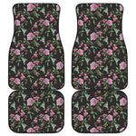 Vintage Floral Hummingbird Print Front and Back Car Floor Mats