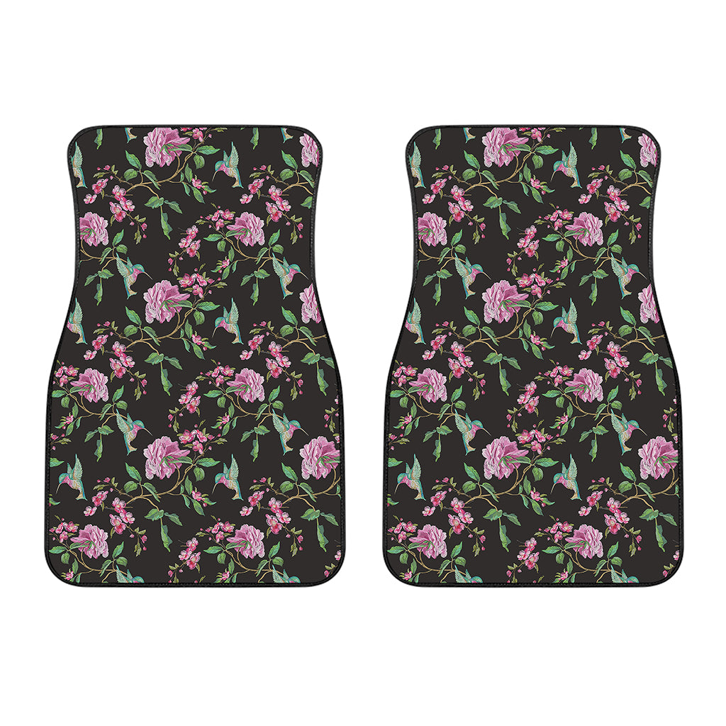 Vintage Floral Hummingbird Print Front Car Floor Mats