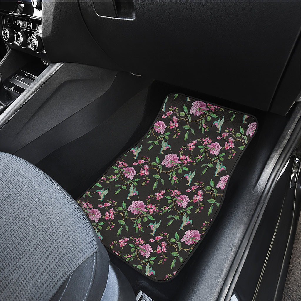 Vintage Floral Hummingbird Print Front Car Floor Mats