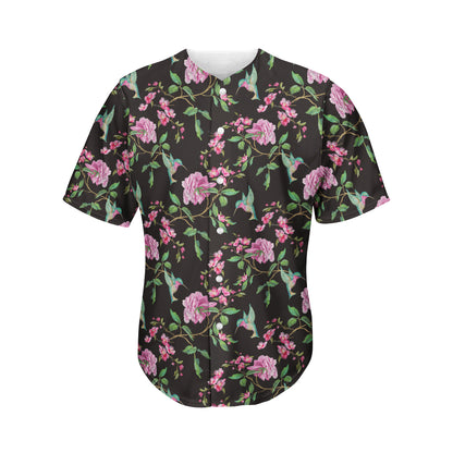 Vintage Floral Hummingbird Print Men's Baseball Jersey