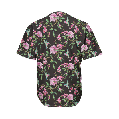 Vintage Floral Hummingbird Print Men's Baseball Jersey