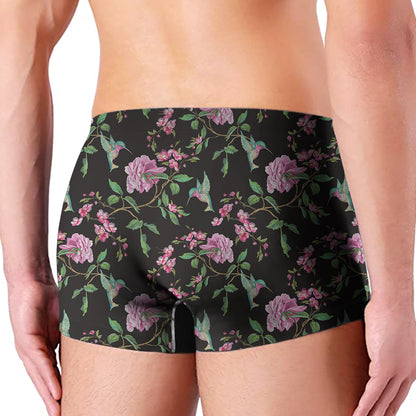 Vintage Floral Hummingbird Print Men's Boxer Briefs