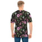 Vintage Floral Hummingbird Print Men's T-Shirt