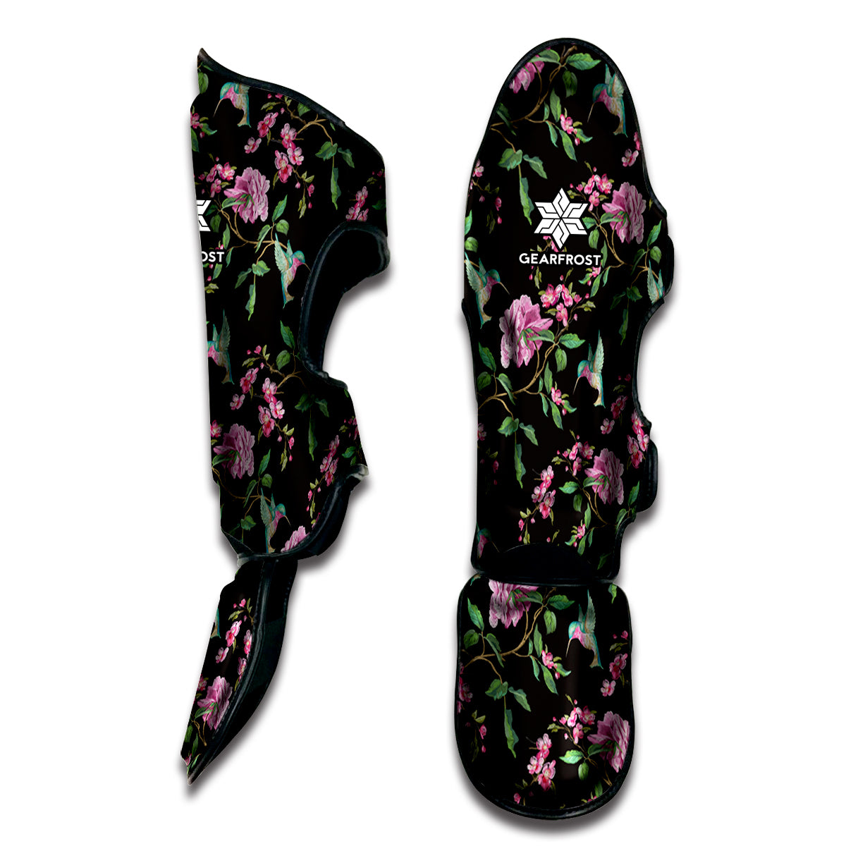 Vintage Floral Hummingbird Print Muay Thai Shin Guard