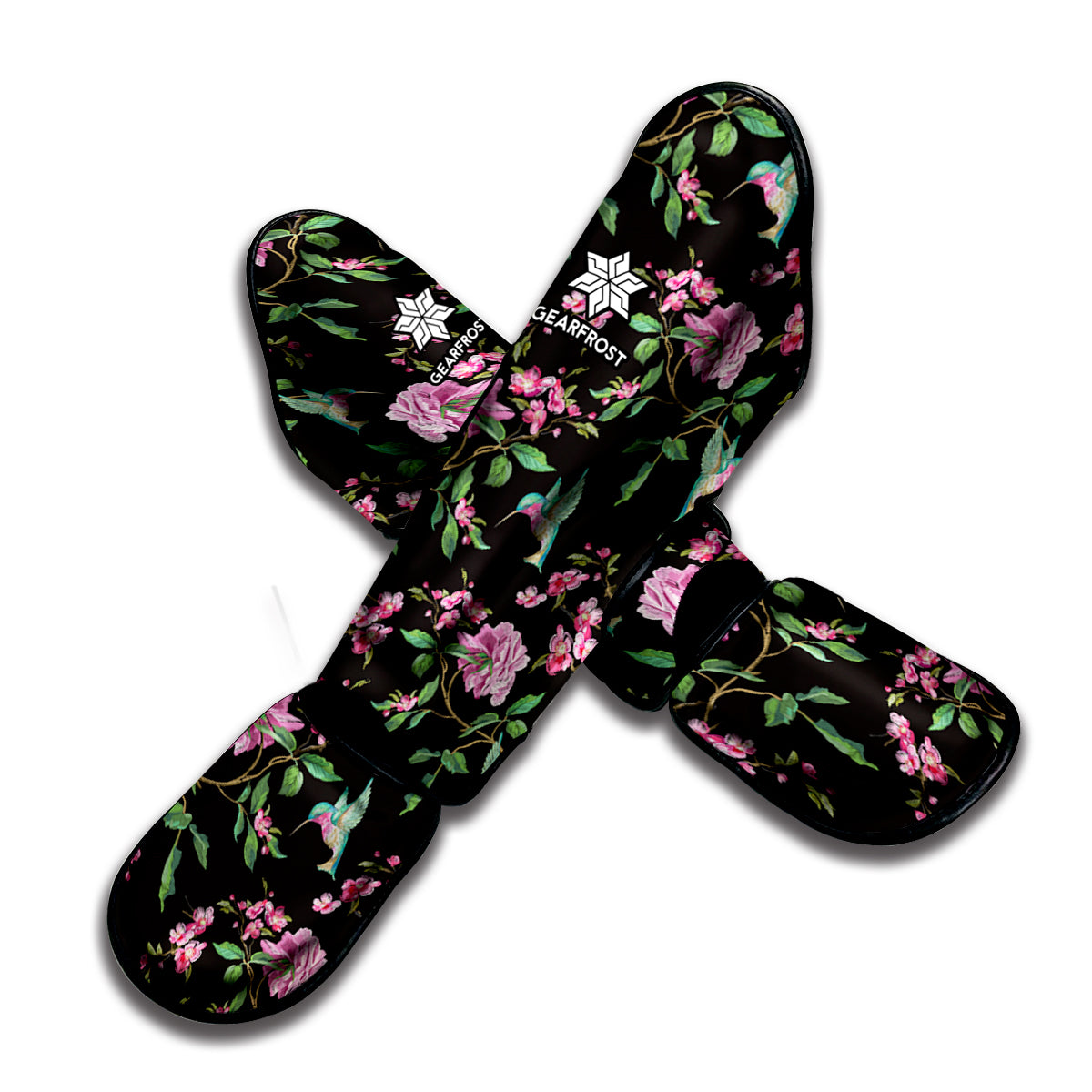 Vintage Floral Hummingbird Print Muay Thai Shin Guard