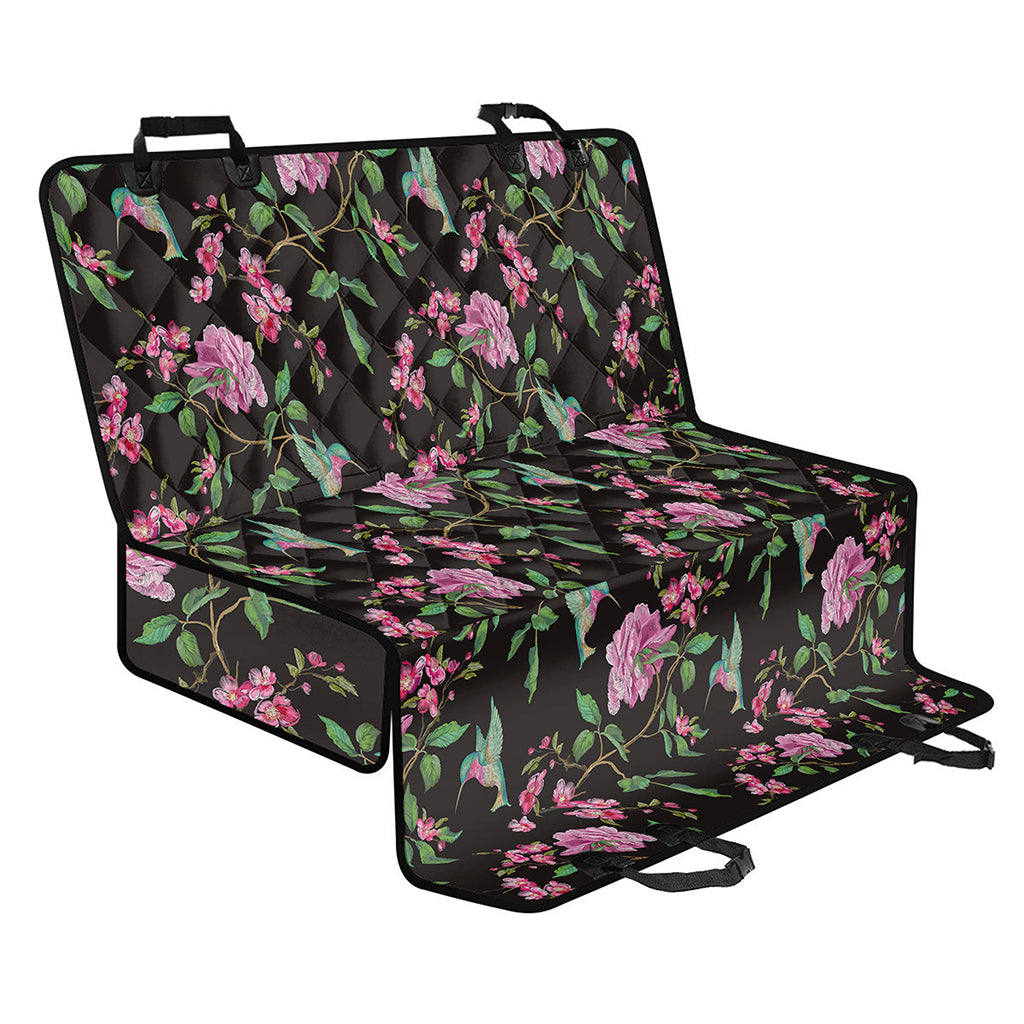 Vintage Floral Hummingbird Print Pet Car Back Seat Cover