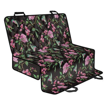 Vintage Floral Hummingbird Print Pet Car Back Seat Cover