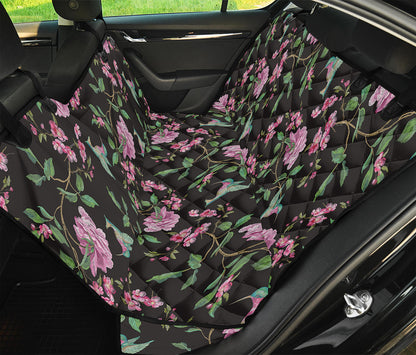 Vintage Floral Hummingbird Print Pet Car Back Seat Cover