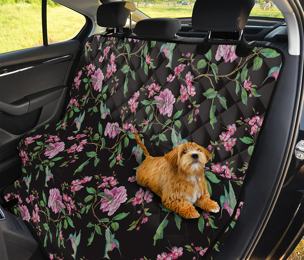 Vintage Floral Hummingbird Print Pet Car Back Seat Cover