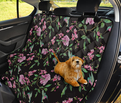 Vintage Floral Hummingbird Print Pet Car Back Seat Cover