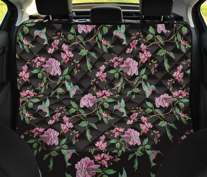 Vintage Floral Hummingbird Print Pet Car Back Seat Cover