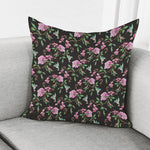 Vintage Floral Hummingbird Print Pillow Cover