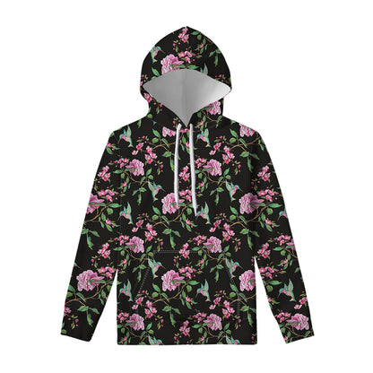 Vintage Floral Hummingbird Print Pullover Hoodie