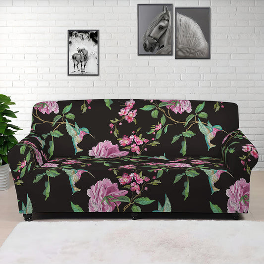 Vintage Floral Hummingbird Print Sofa Cover